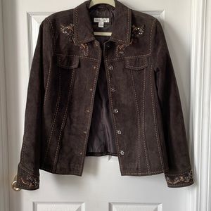 Cold water Creek brown suede jacket size Large